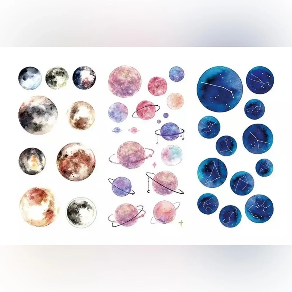 $2 SPACE STICKERS. NEW. 3 SHEETS. $2 WITH ANY $10 ORDER OR MORE